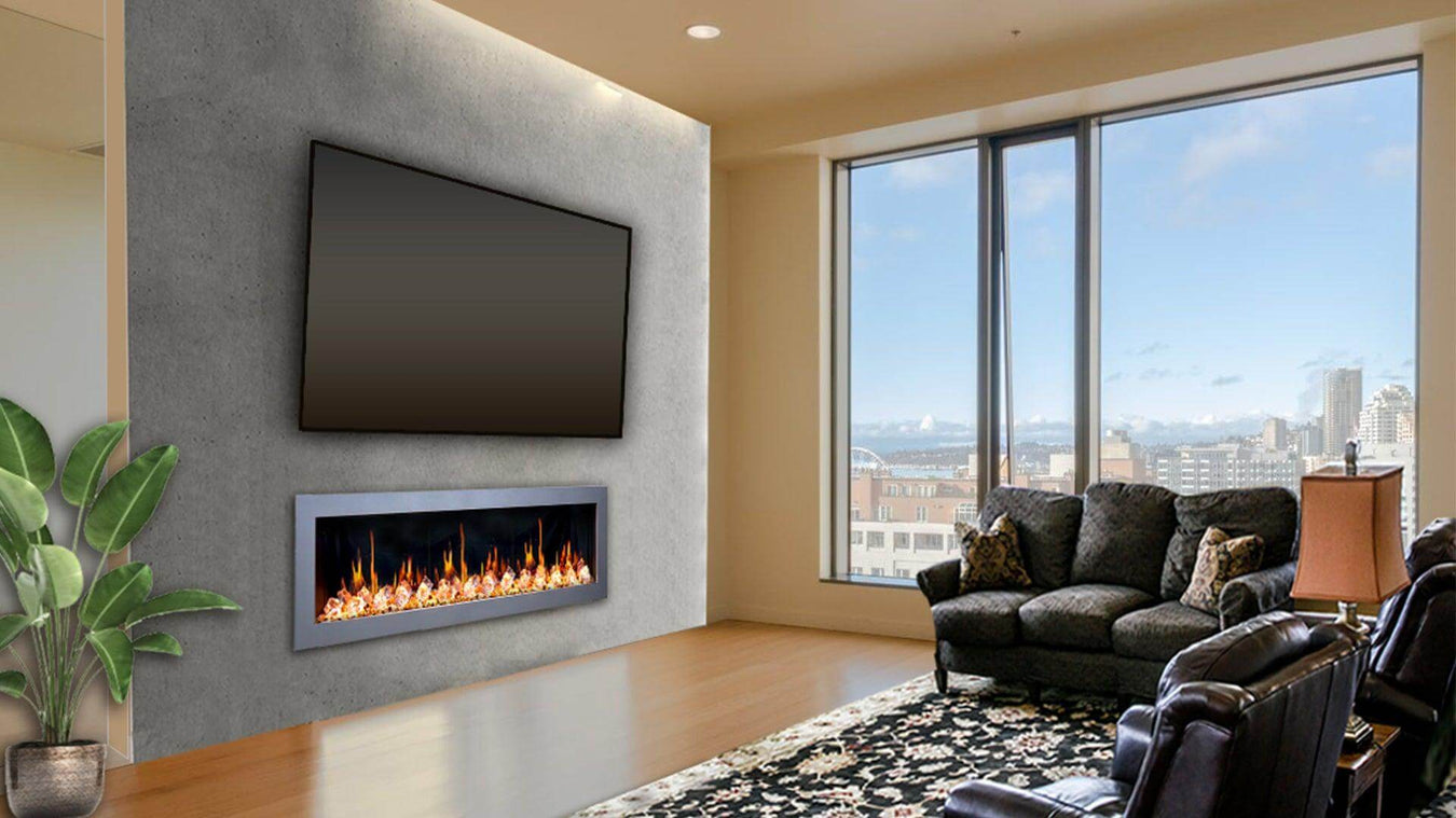 Latitude II Wall-mounted electric fireplace with Smart App 58inch