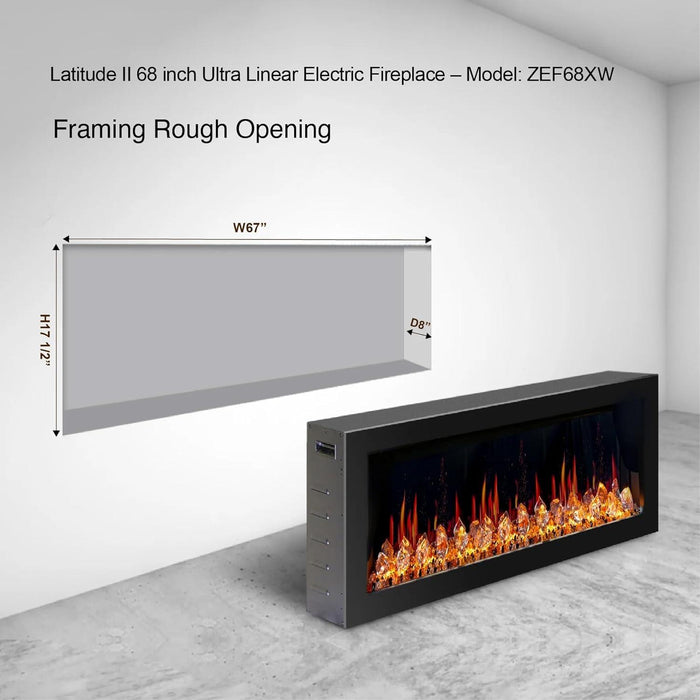Litedeer Homes Gloria II 68" Smart Electric Fireplace with App Driftwood Log & River Rock - ZEF68XW - Litedeer Homes