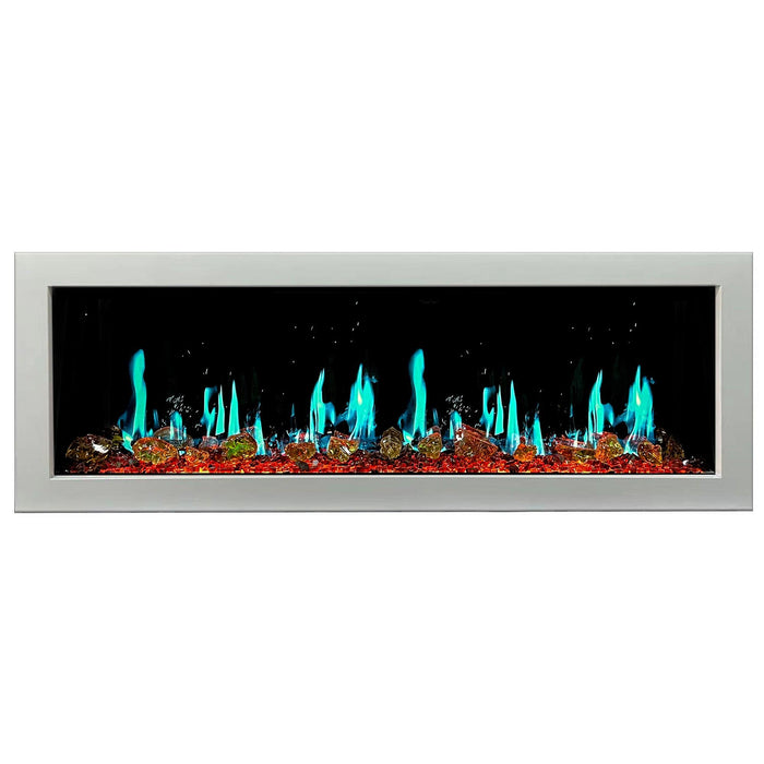 Litedeer Homes Gloria II 68" Smart Electric Fireplace with App Reflective Amber Glass - ZEF68XAW, White - Litedeer Homes