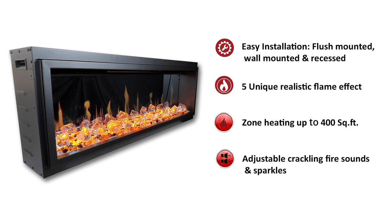 Litedeer Homes Latitude 45" Smart Electric Fireplace with Diamond-like Crystal - ZEF45XC - Litedeer Homes