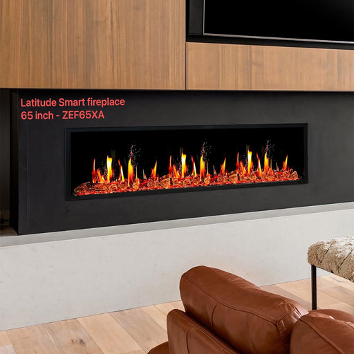 Litedeer Homes Latitude 65" Smart Electric Fireplace with amber glass real flame crackling sounds - ZEF65XA - Litedeer Homes