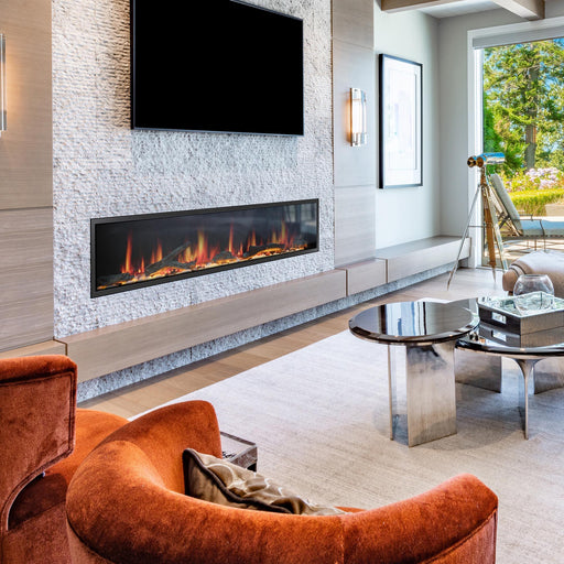 Litedeer Homes Latitude 75" Smart Electric Fireplace with App Driftwood Log & River Rock - ZEF75V