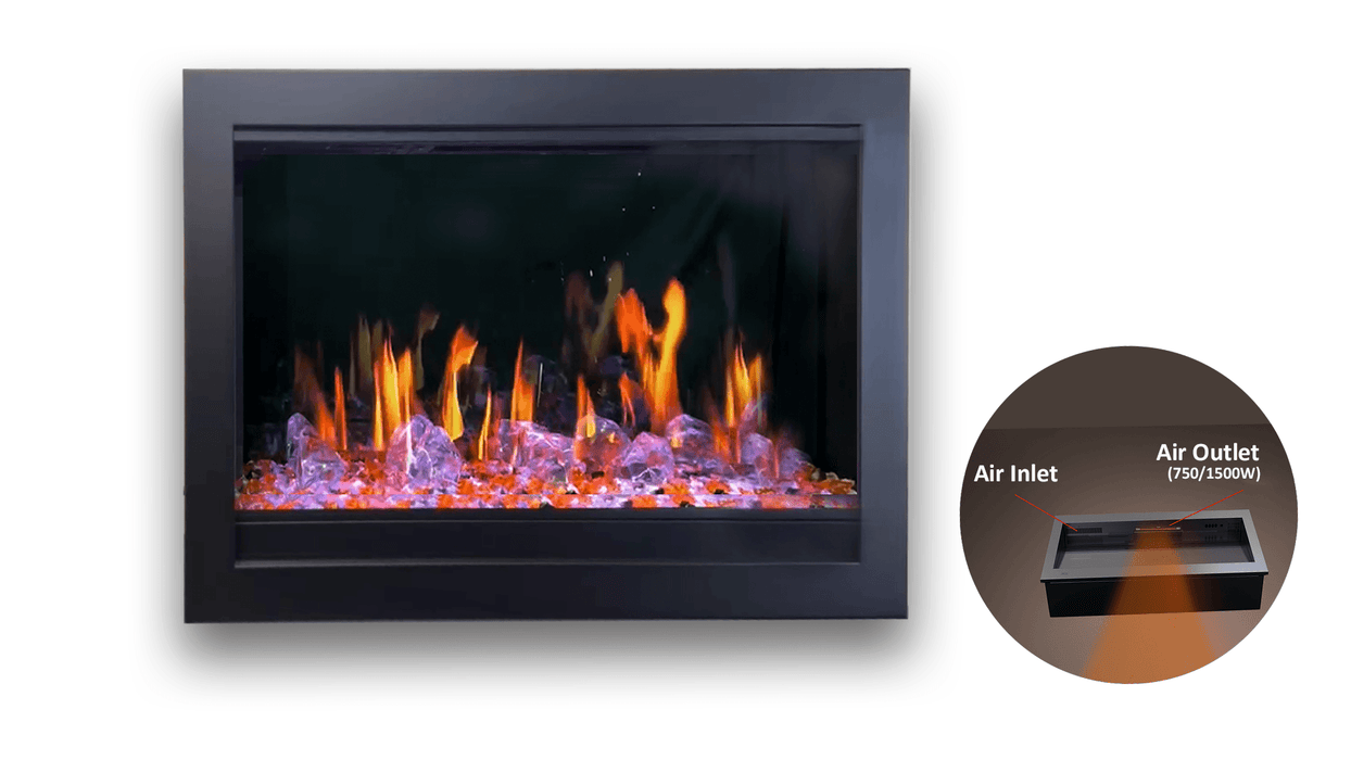 LiteStar 30" Smart Electric Fireplace Insert with App Reflective Amber Glass (ZEF38VC-30A) - Litedeer Homes
