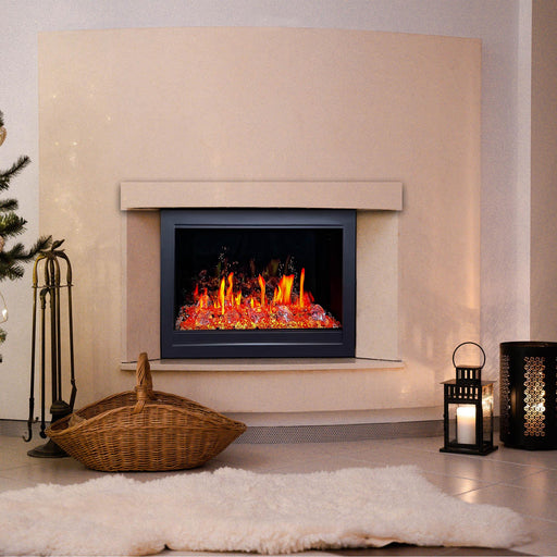 LiteStar 33" Smart Electric Fireplace Insert with App Reflective Amber Glass, Crackling Sounds (Model: ZEF38VC-33A), Black Media 8 of 8