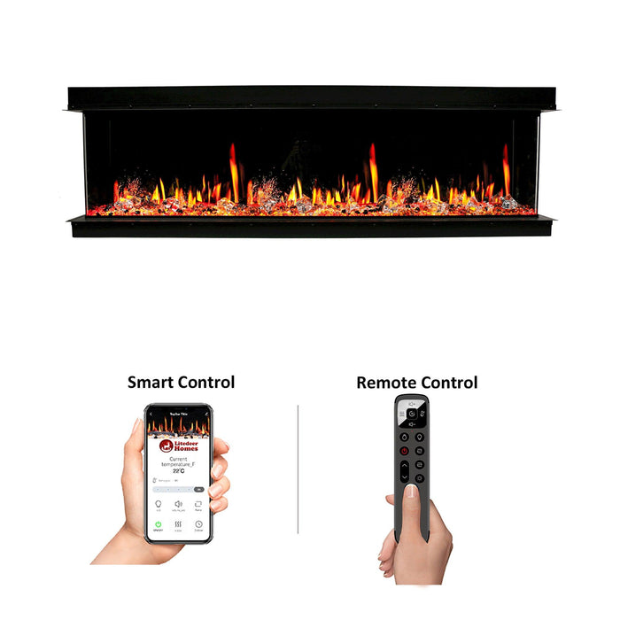 Warmcastle 3 Side 50" Smart HD LED Electric Fireplace Wifi Enabled with App Diamond-like Crystal (Model: ZEF50T) - Litedeer Homes
