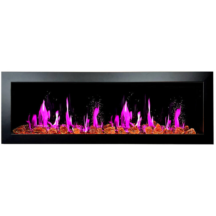 Litedeer Homes 58 inch Latitude Wifi Smart Electric Fireplace with lifelike flame crackling sounds Amber Glass Included - Model:  ZEF58VA - Litedeer Homes