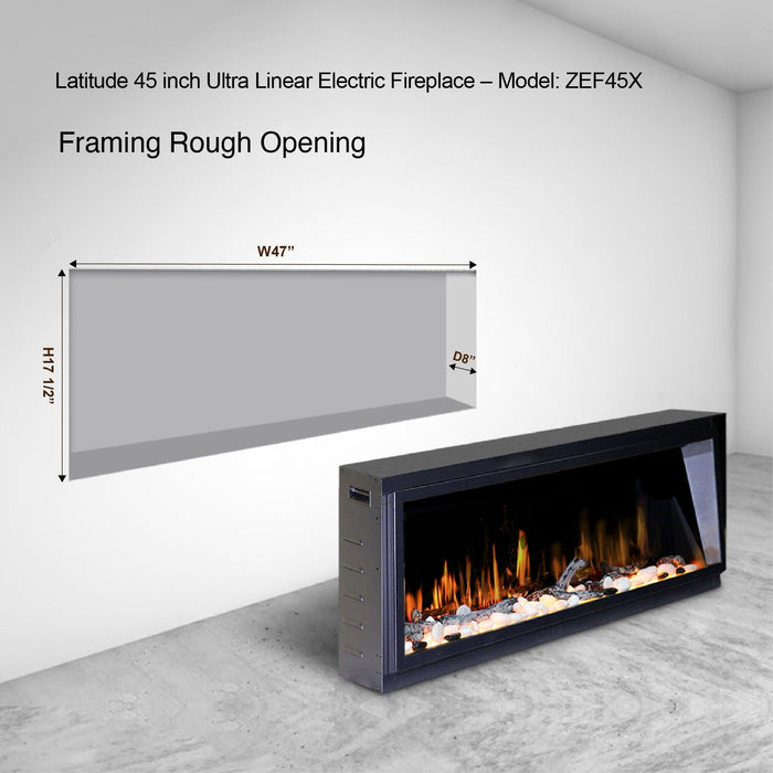 Litedeer Latitude 45-in Smart Ultra Linear Electric Fireplace with App - ZEF45X, Black - Litedeer Homes