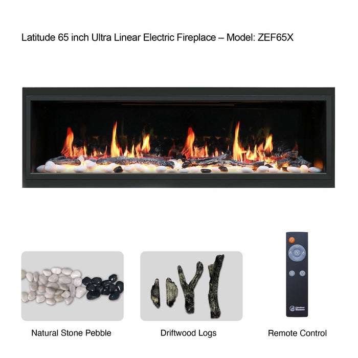 Litedeer Latitude 65" Ultra Slim Electric Fireplace with Smart App - ZEF65X, Black - Litedeer Homes