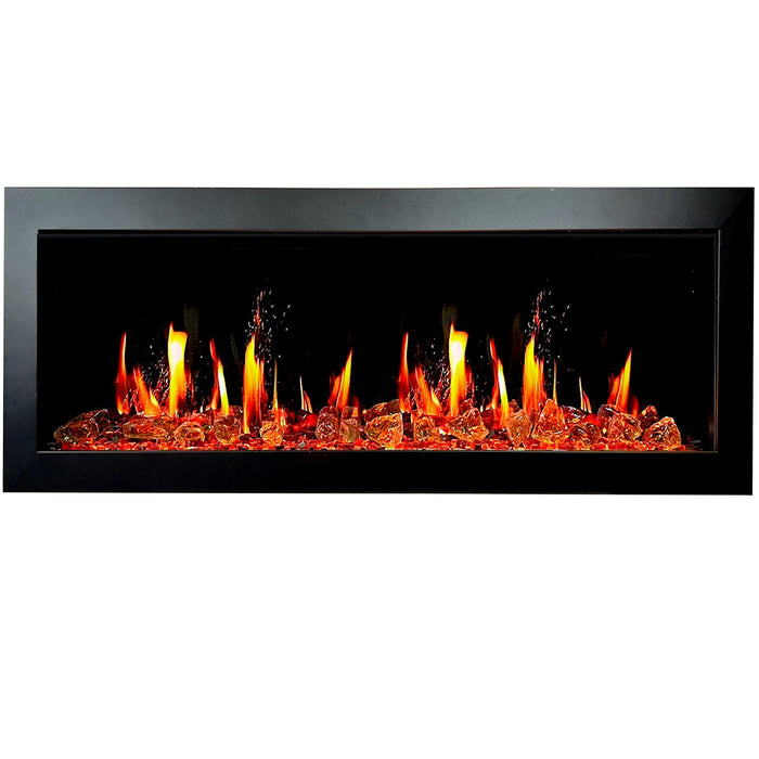 Litedeer Latitude 48" Smart Wall Mount Electric Fireplace with Amber Glass - ZEF48XA, Amber Glass Black - Litedeer Homes